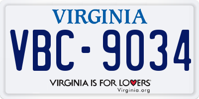 VA license plate VBC9034