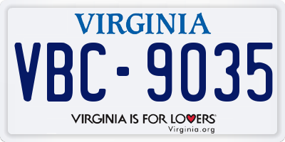 VA license plate VBC9035
