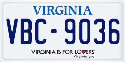 VA license plate VBC9036