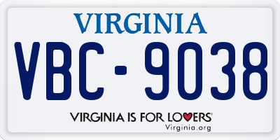 VA license plate VBC9038