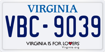 VA license plate VBC9039