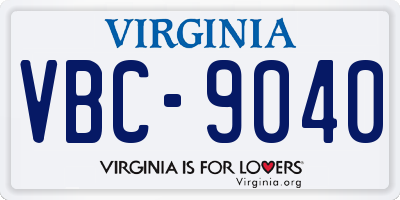 VA license plate VBC9040