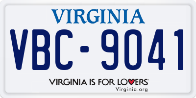 VA license plate VBC9041