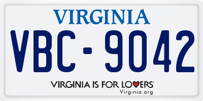VA license plate VBC9042