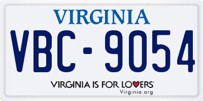 VA license plate VBC9054