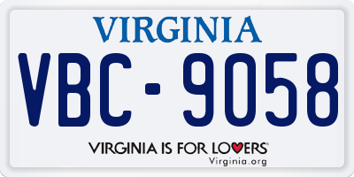 VA license plate VBC9058