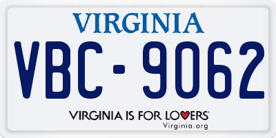 VA license plate VBC9062