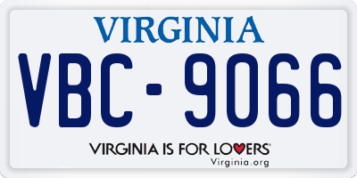 VA license plate VBC9066