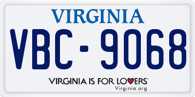 VA license plate VBC9068