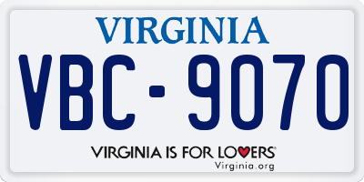 VA license plate VBC9070