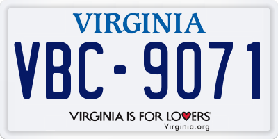 VA license plate VBC9071