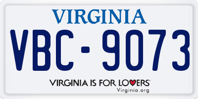 VA license plate VBC9073