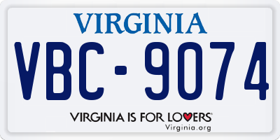 VA license plate VBC9074
