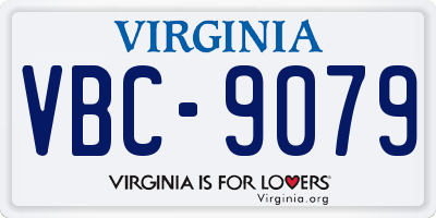 VA license plate VBC9079