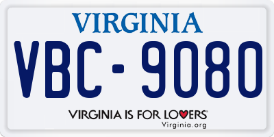 VA license plate VBC9080