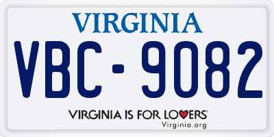 VA license plate VBC9082