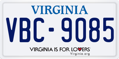 VA license plate VBC9085