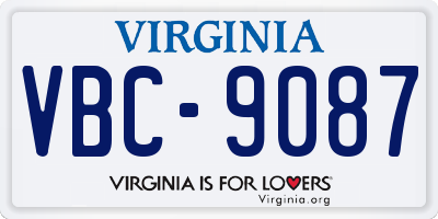 VA license plate VBC9087
