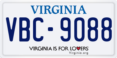 VA license plate VBC9088