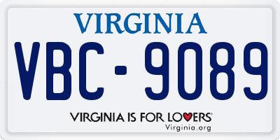 VA license plate VBC9089