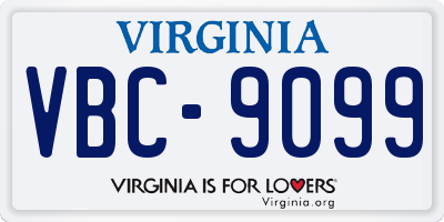 VA license plate VBC9099