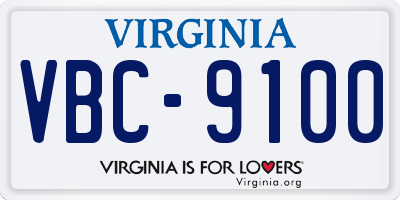 VA license plate VBC9100