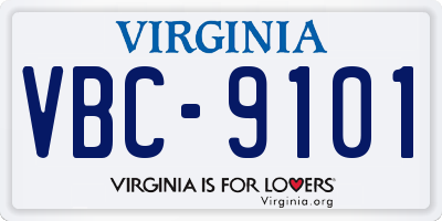 VA license plate VBC9101