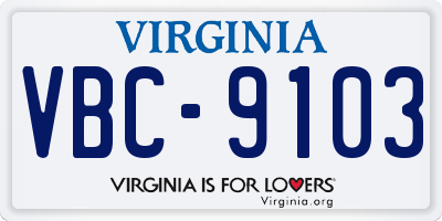 VA license plate VBC9103