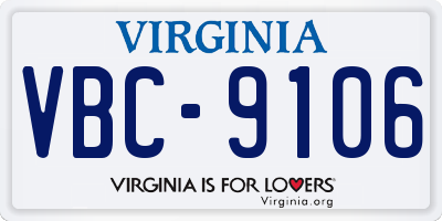 VA license plate VBC9106