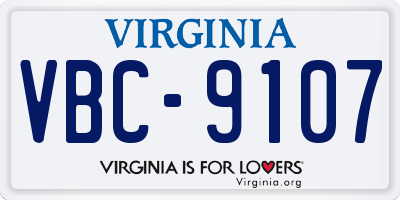 VA license plate VBC9107