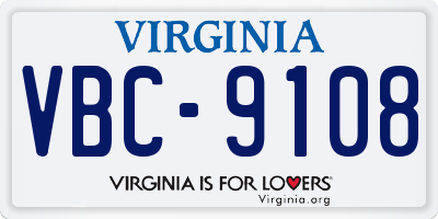 VA license plate VBC9108