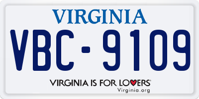 VA license plate VBC9109