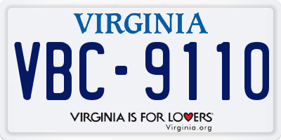 VA license plate VBC9110