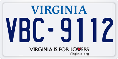 VA license plate VBC9112