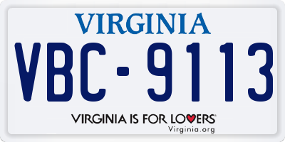 VA license plate VBC9113