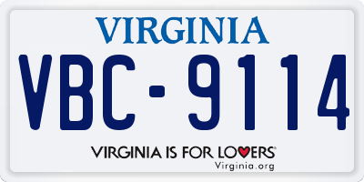 VA license plate VBC9114