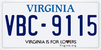 VA license plate VBC9115