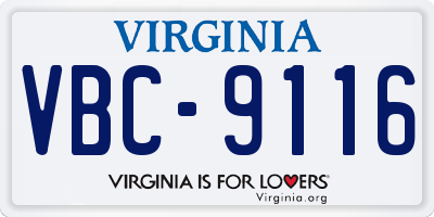 VA license plate VBC9116