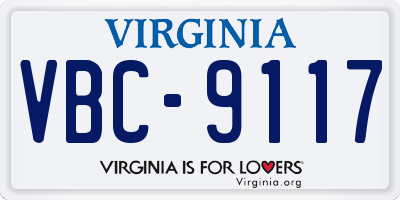 VA license plate VBC9117