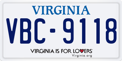 VA license plate VBC9118