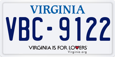 VA license plate VBC9122