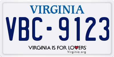 VA license plate VBC9123