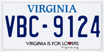 VA license plate VBC9124