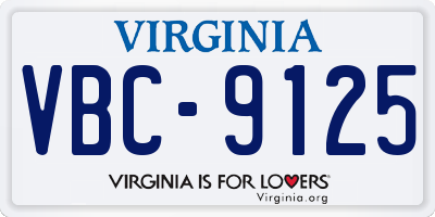 VA license plate VBC9125