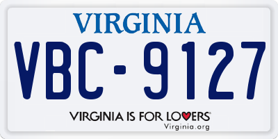 VA license plate VBC9127