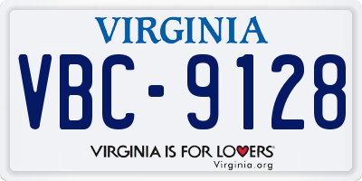 VA license plate VBC9128