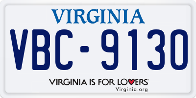 VA license plate VBC9130