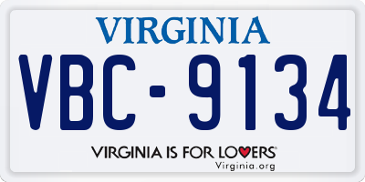VA license plate VBC9134