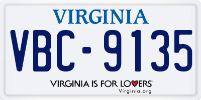 VA license plate VBC9135