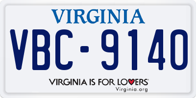 VA license plate VBC9140